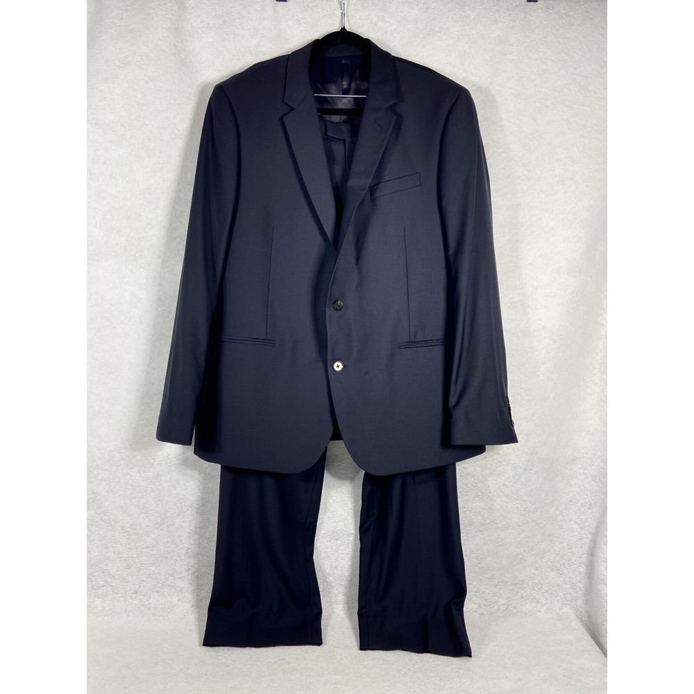 The Blk Tux 2PC Suit Men's 44L Navy Tollegno 1900 100% Wool